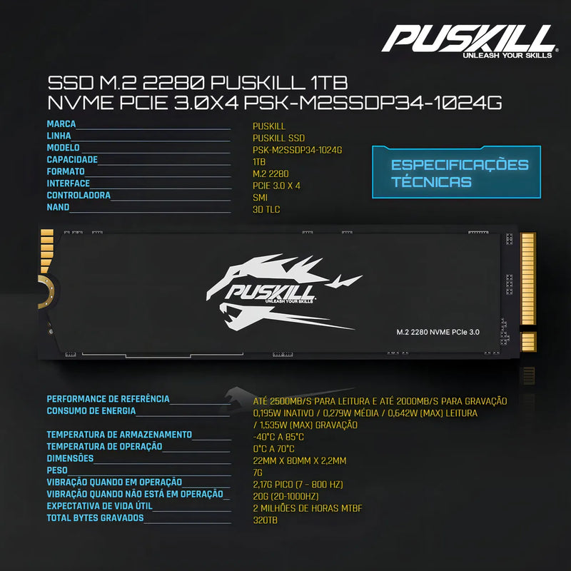 interno Puskill Puskill SSD PSK-M2SSDP34-1024G 1TB negro
