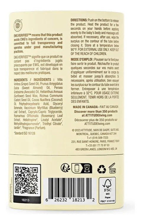 Attitude Barra De Aceite De Masaje Sin Plástico Para Bebé.