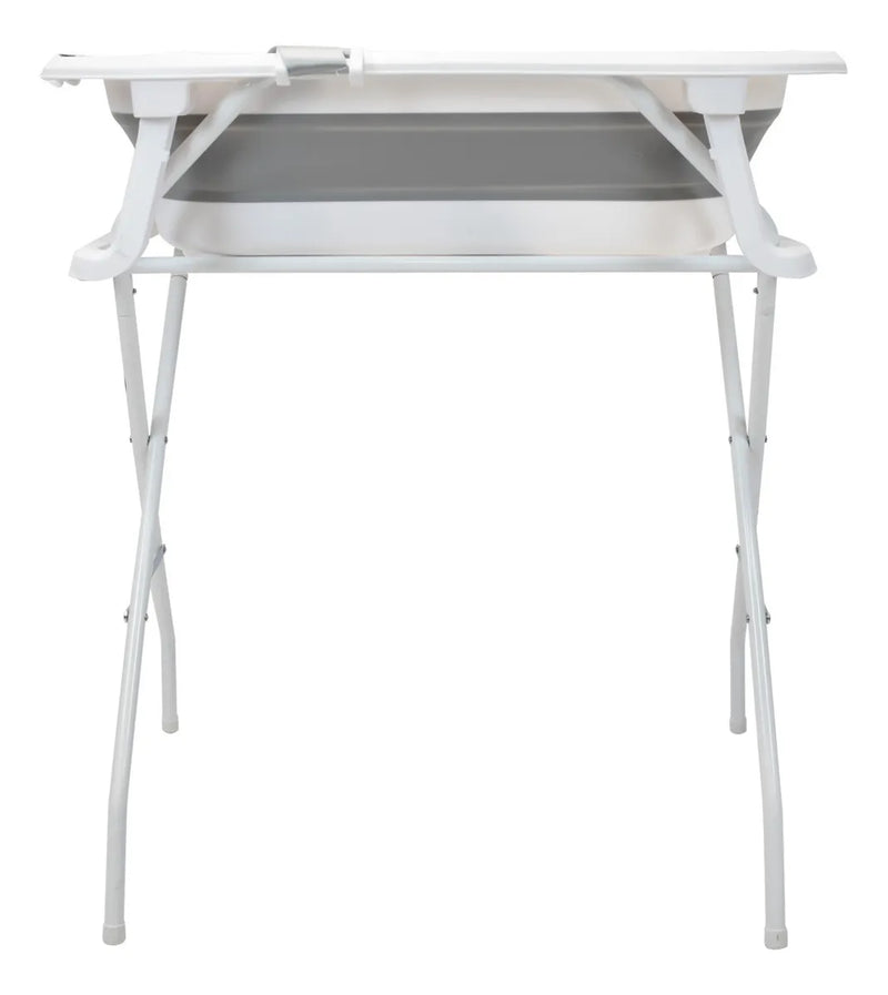 Bañera Plegable Con Soporte Y Cojín Stand Happy Baby Color Gris