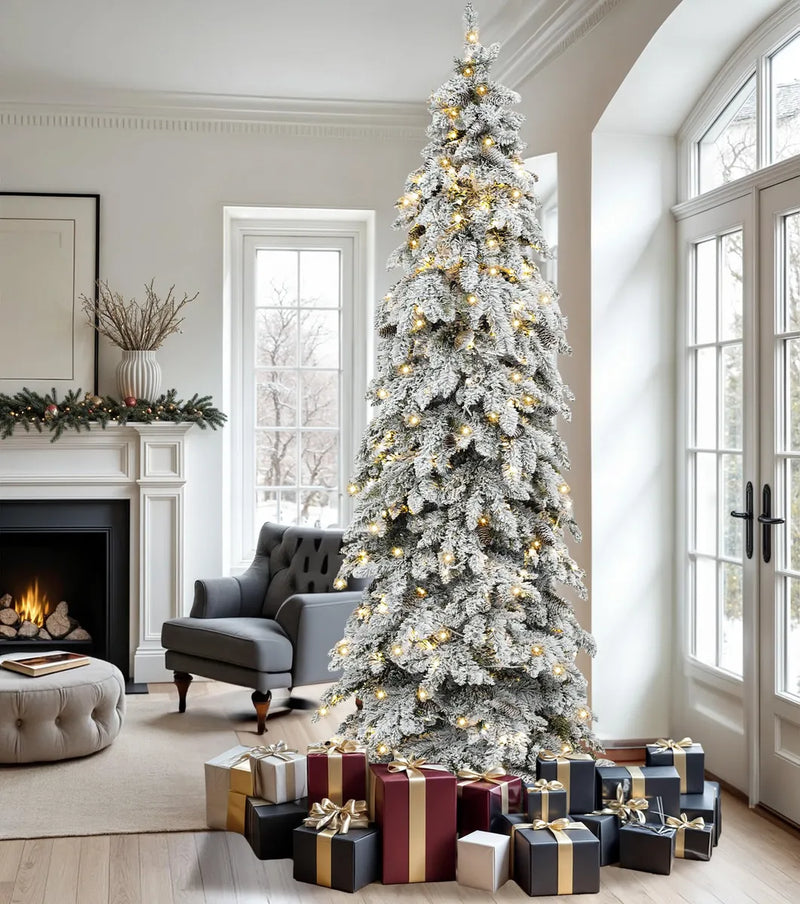 Dwvo Arbol De Navidad Artificial De Abeto Delgado Preilumina