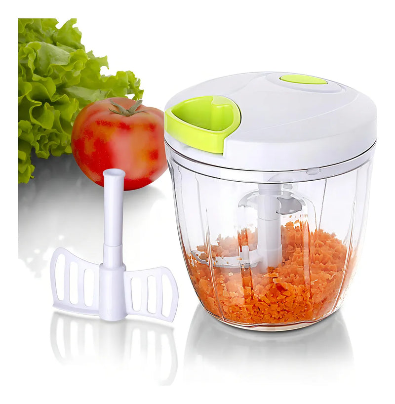 Maxi cortador, picador y mezclador manual 900 ml Chef Master con cuchillas intercambiables blanco y verde