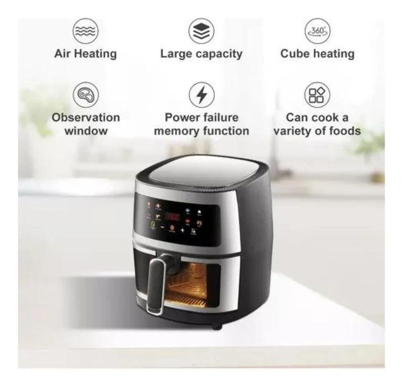 Freidora Digital Sin Aceite Air Fryer 12 Litros 2400w Plateado