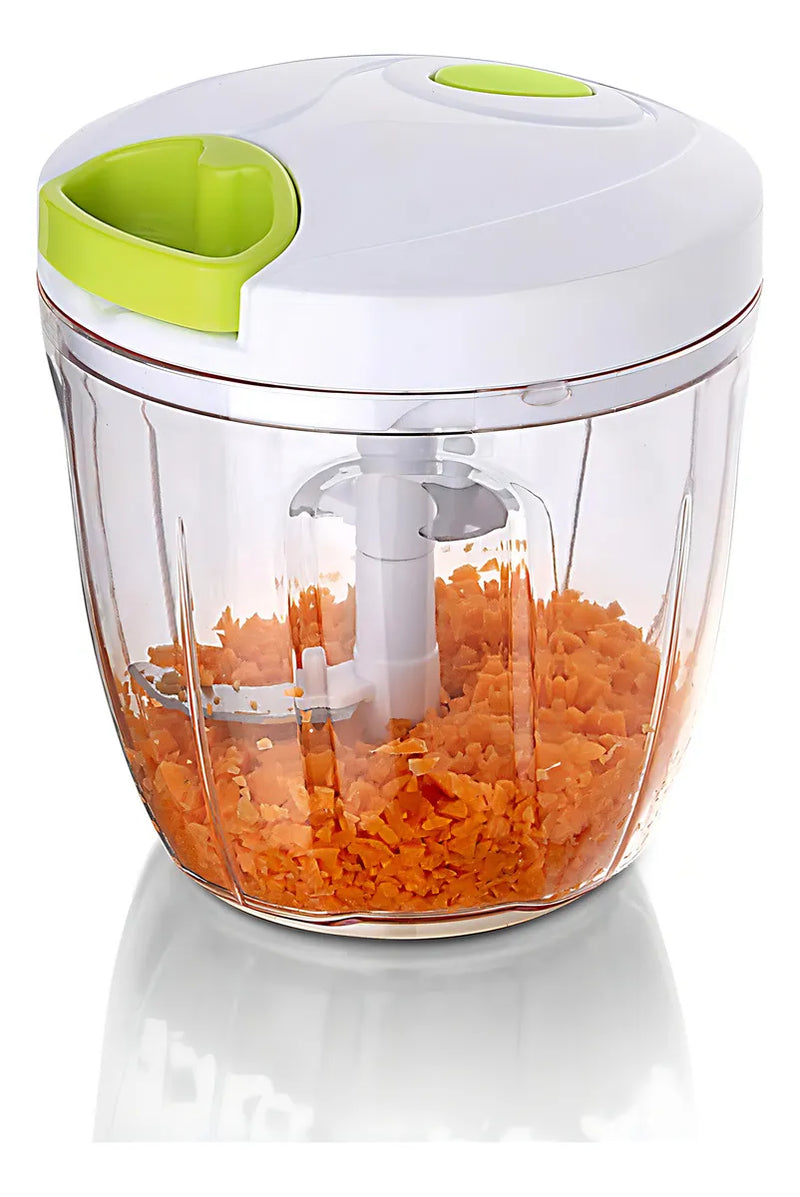 Maxi cortador, picador y mezclador manual 900 ml Chef Master con cuchillas intercambiables blanco y verde