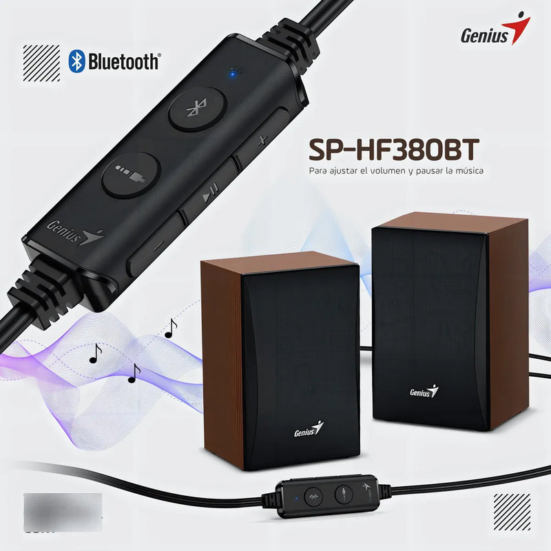Parlantes Bluetooth Genius Sp- Hf380bt Usb Madera 3w
