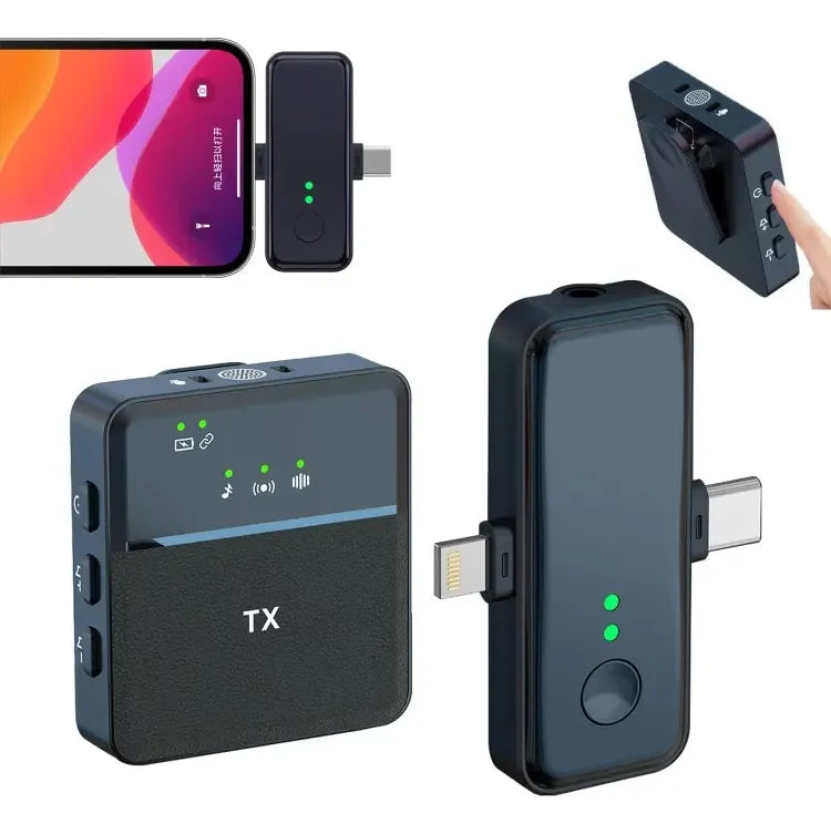 Microfono Sx31 De Solapa Inalambrico Para Celular Tipo C I Negro