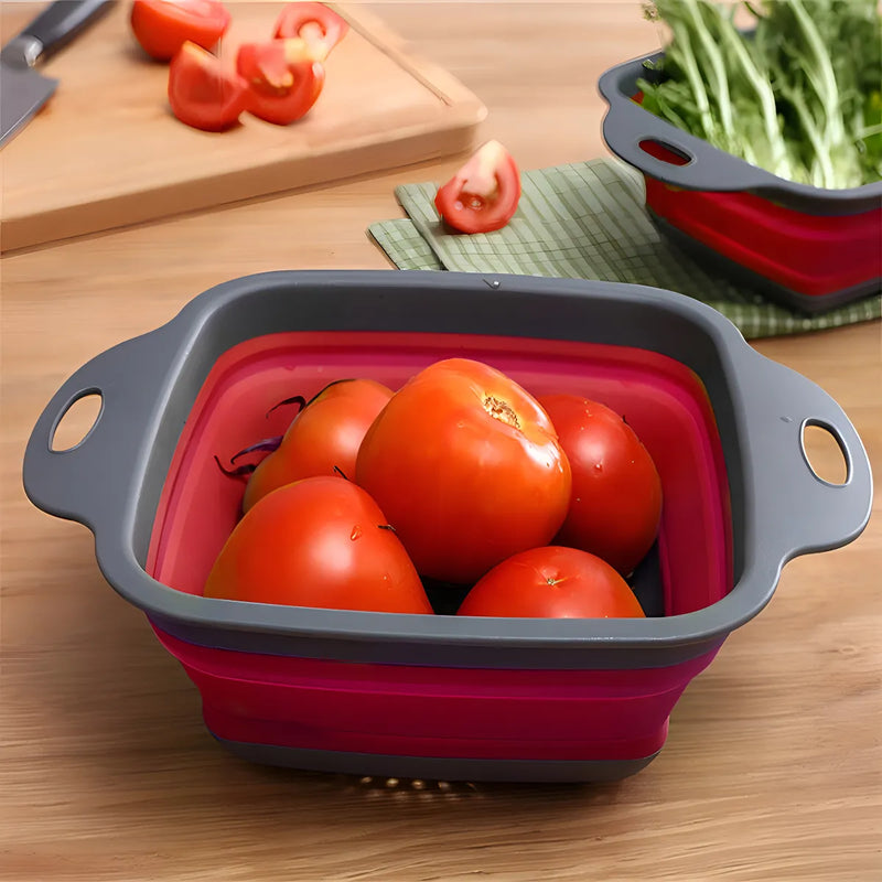 Set 2 Escurridor Colador Plegable Frutas Verduras Libre Bpa