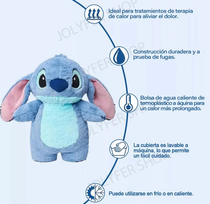Peluche Stitch Mediano Bolsa Para Cólicos Menstruales Azul Acero