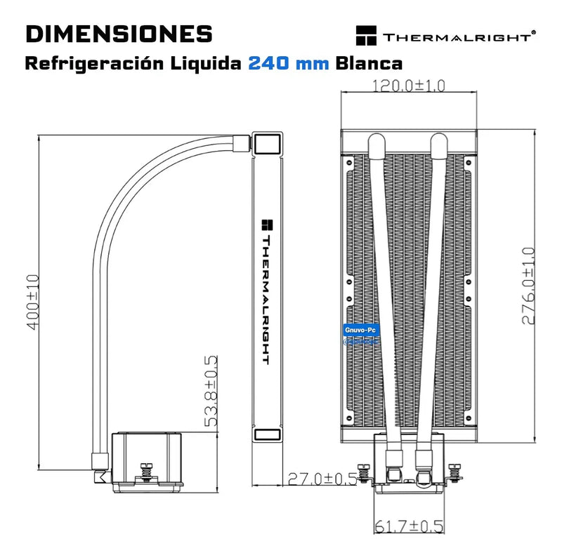 Refrigeracion Liquida Ta 240 Mm Argb Lga 1700 Am5 Am4 Blanca