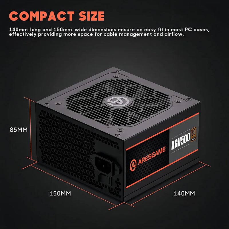 Fuente de poder 500w 80+ bronze Aresgame Agv500 color negro