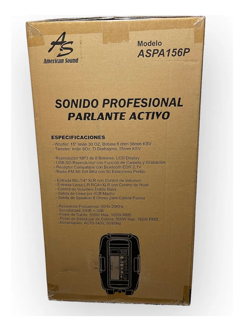 Parlante Activo American Sound 15 + Base Y Mic 8000w Negro