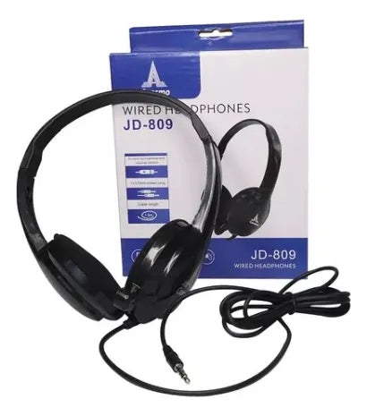 Audífonos / Diadema / Auricular Con Micrófono 1 Plug Jd-809 Negro