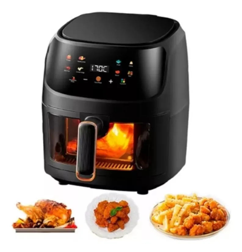 Freidora De Aire 8 Litros Sin Aceite Grande Air Fryer Negro Y Blanco