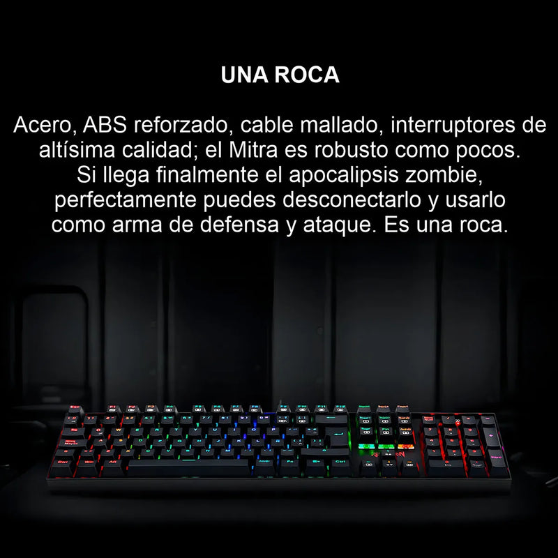Teclado Gamer Redragon Mitra K551 Spanish Red Switch Black Teclado Negro Idioma Español España