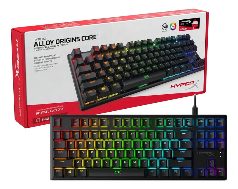 Teclado gamer HyperX Alloy QWERTY Red inglés US color negro con luz RGB