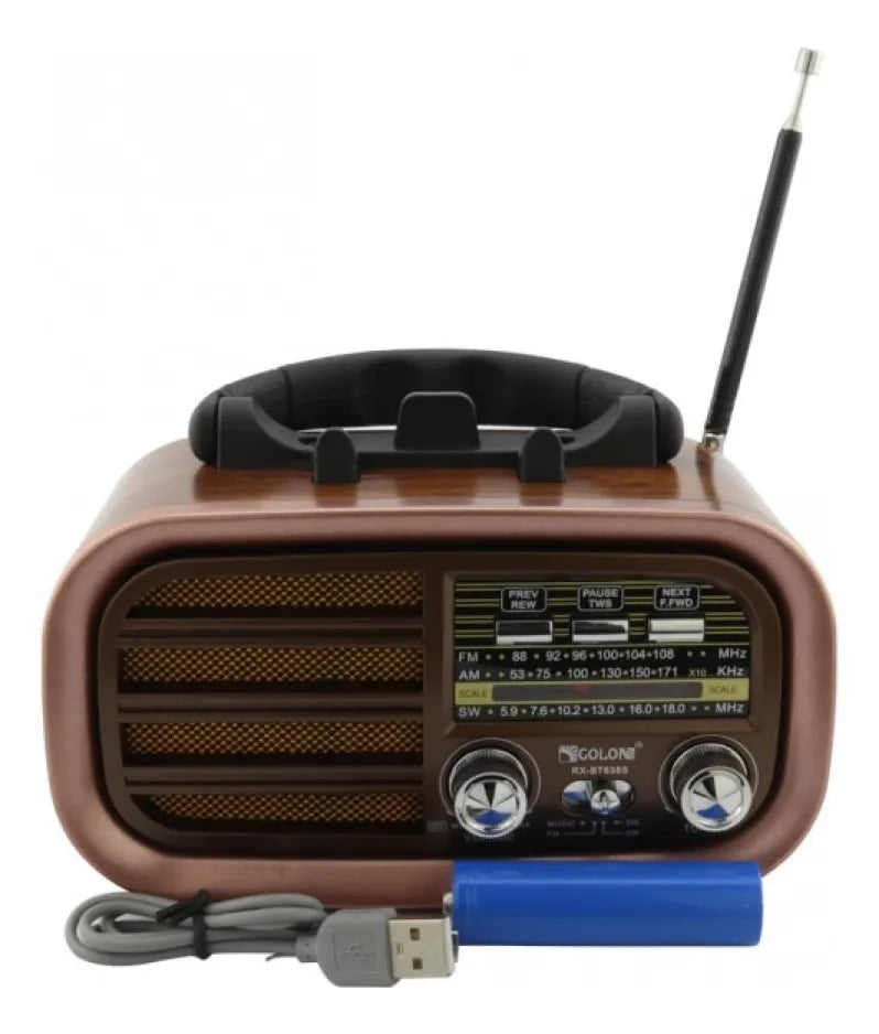 Parlante Radio Retro Vintage Bluetooth Mp3 Fm Am Panel Solar