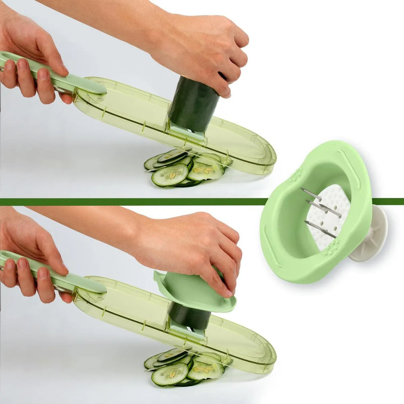 Rallador Y Pelador De Cocina Con Protector 6 En 1 Chefmaster Verde