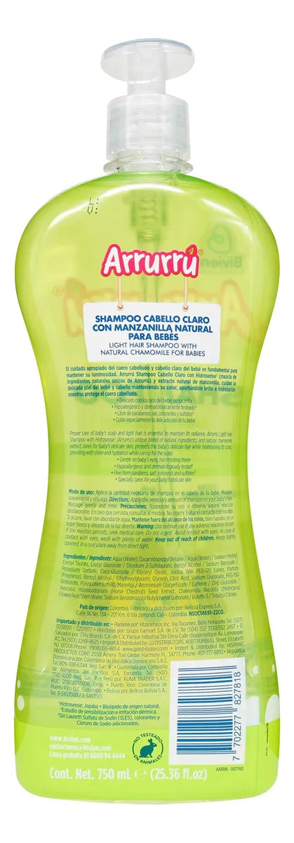 Shampoo Arrurru Cabello Claro Extracto De Manzanilla 750 Ml