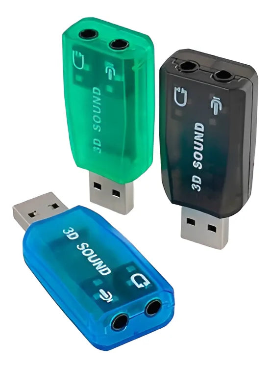 Tarjeta De Sonido Usb 5.1. Audifonos Y Microfono Plug 3.5mm Color Azul