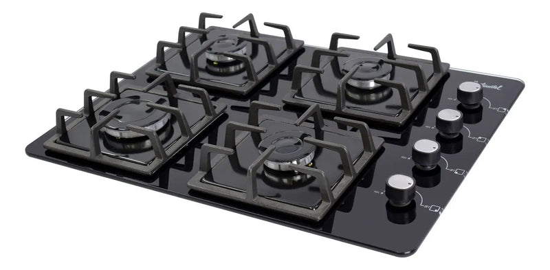 Estufa De Empotrar Vidrio Templado 60x45cm Gas Natural 6309 Color Negro