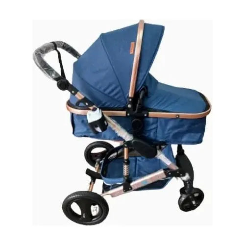 Coche Para Bebe Tipo Moisés Azul Acero Dorado