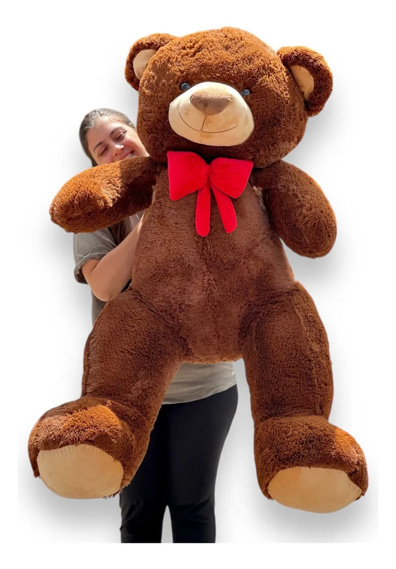 Oso De Peluche Gigante 1,60 + Moño + 3 Globos Lila