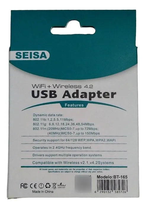 Receptor Usb 2.4ghz Wifi 150mbps + Bluetooth V4.2