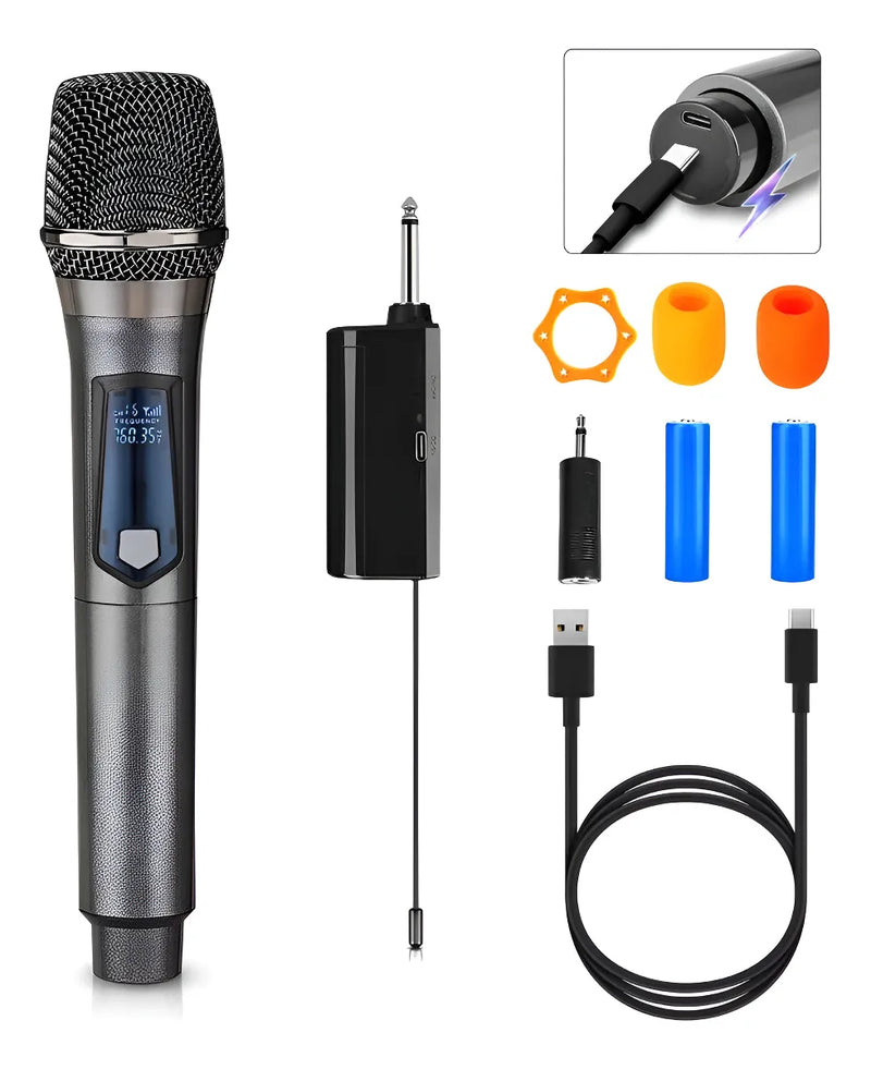 Microfono Gc W1 Dinamico Mano 1 Inalambrico Uhf Con Receptor