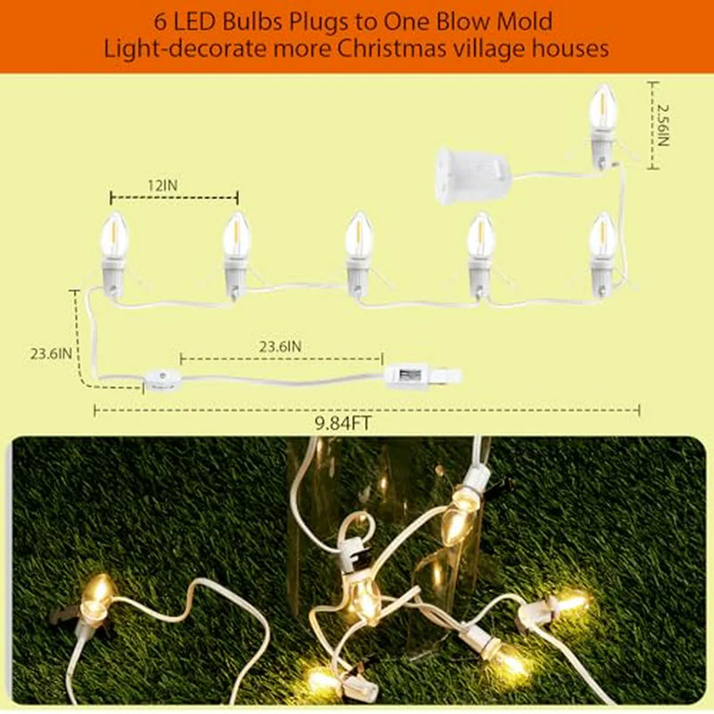 Luces Led C7 Para Villa Navideña, 6 Bombillas 9 8ft, Calido