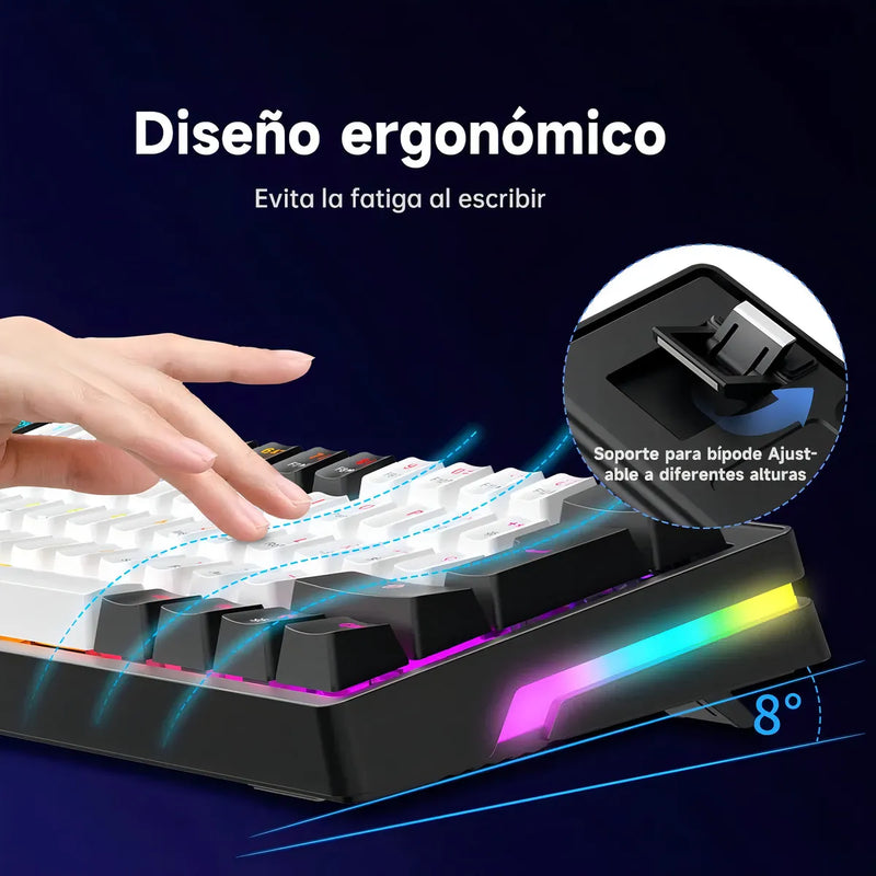 Teclado Gamer Mecánico Zifriend Ag61 Español Black Switches Retroiluminado Rainbow 62 Teclas 60% Compacto Interruptores Intercambiables En Caliente Hot Swap