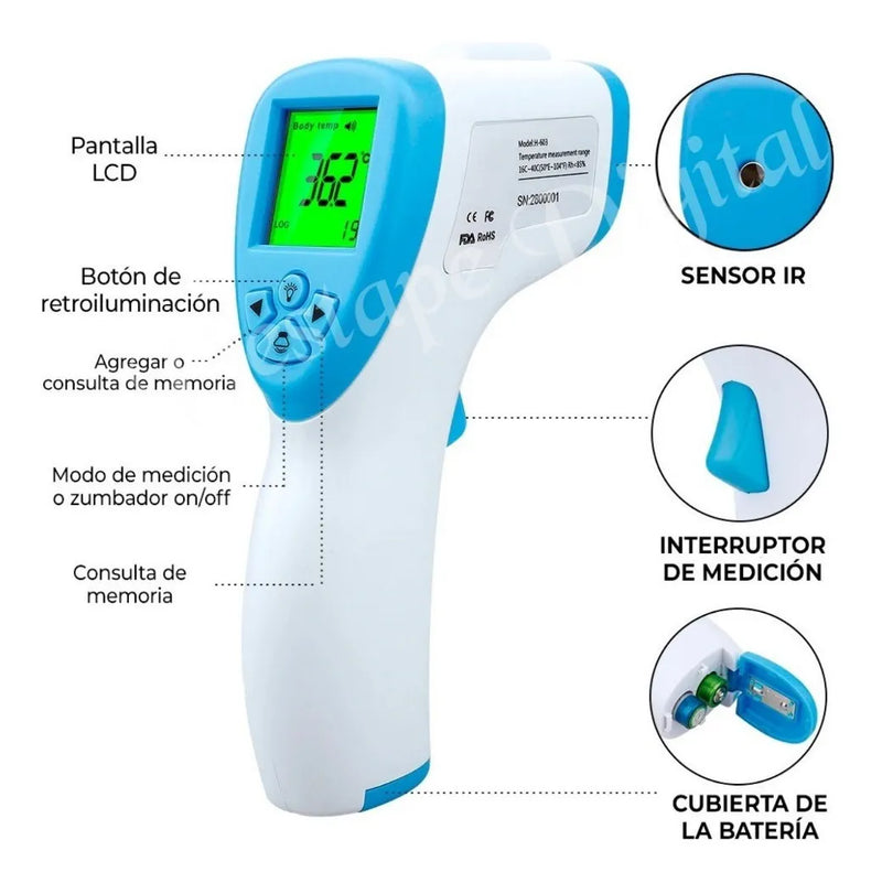Combo Tensiómetro Digital Con Voz+termómetro Digital+pilas Blanco