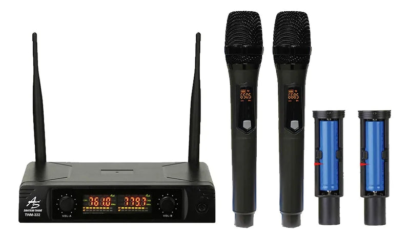 Microno Profesional Inalambrico Doble Uhf Recargable 30ch Color Negro