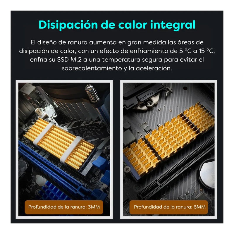 Kit Disipador M2 Aluminio Con Thermal Pad Memoria Nvme M.2