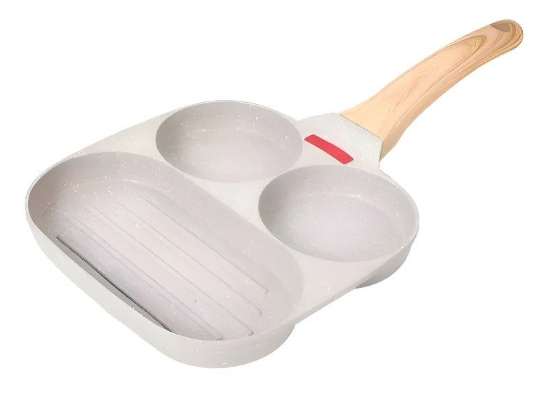 Sartén multiusos 3 en 1 con separadores para huevos y hamburguesas, color gris