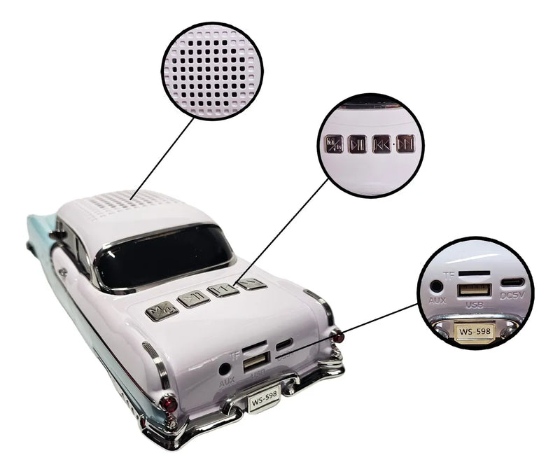 Radio Parlante Carro Ws-598 Bluetooth Fm Usb Y Manos Libres Celeste