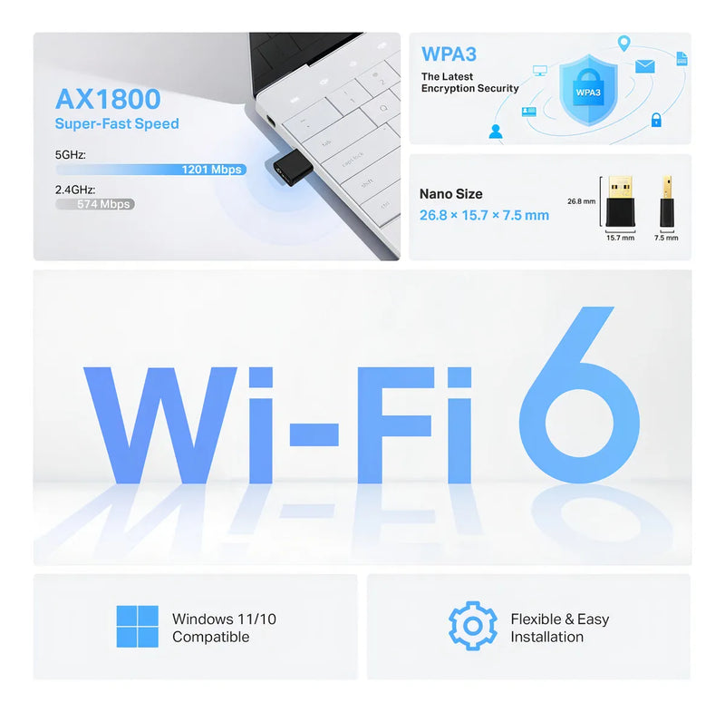 Adaptador Usb Tp-link Tx20u Nano Inalámbrico Ax1800 Wifi