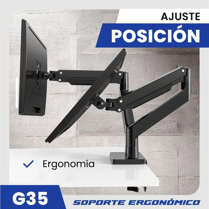 Soporte Brazo Monitor Para 2 Pantallas Lcd Led Escritorio Gris Oscuro