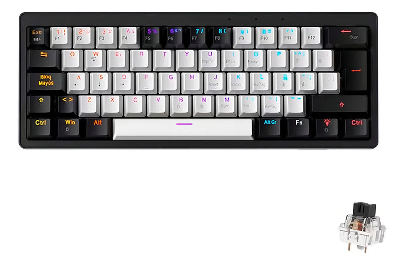 Teclado Gamer Mecánico Zifriend Ag61 Español Black Switches Retroiluminado Rainbow 62 Teclas 60% Compacto Interruptores Intercambiables En Caliente Hot Swap