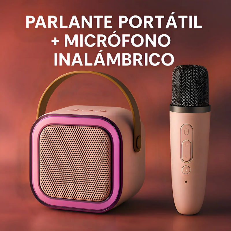 Mini Parlante Karaoke K12 Audiok Con Efectos De Luz Y Efectos De Voz Color Rosa