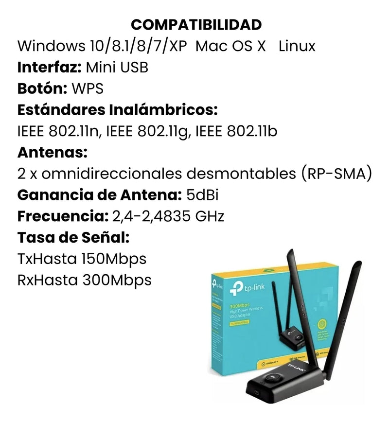 Tarjeta De Red Usb Rompemuros Doble Antena Wifi Tl-wn8200nd
