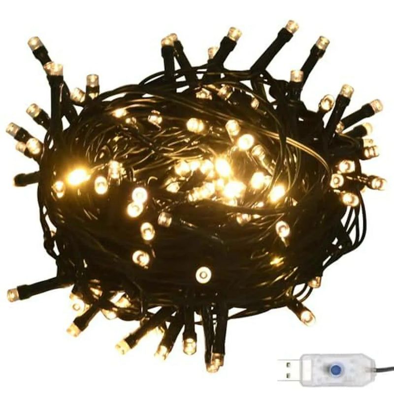 Set De 61 Bolas Navideñas Con Luces Led: Dorado Y Bronce
