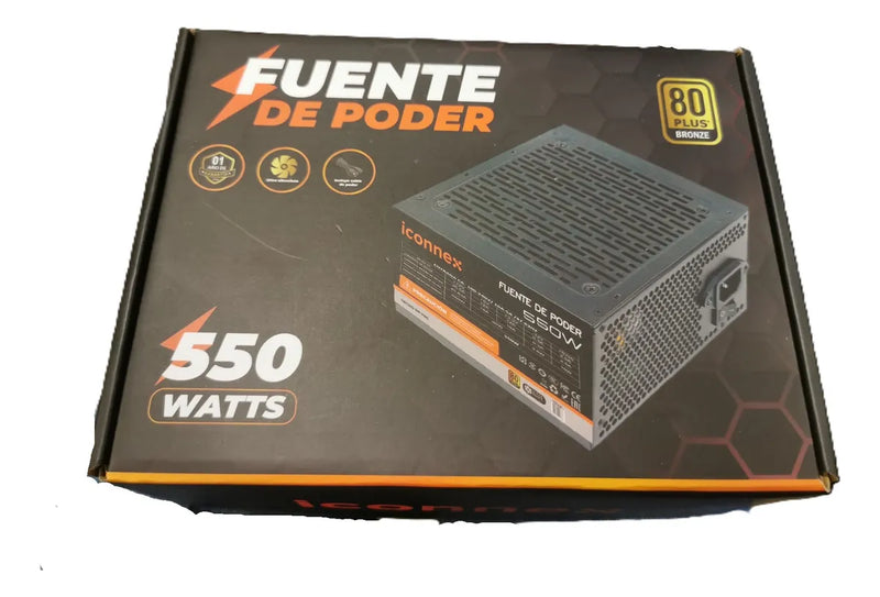 Fuente De Poder Iconnex Uf-550w 550w 80 Plus Bronze Negro