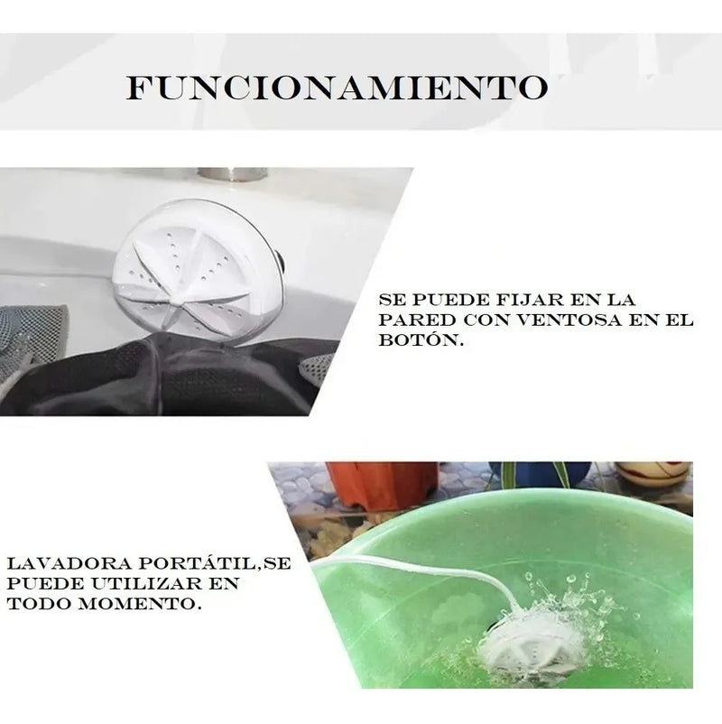 Mini Lavadora Portátil Giratoria Mini Turbina Ultrasónica Blanco