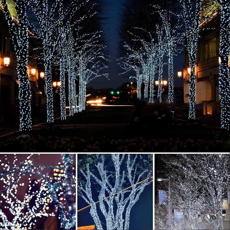 Serie Navideña Solar Exterior Luces 300 Leds 32m Blanco