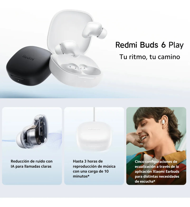 Xiaomi Redmi Buds 6 Play Auriculares Táctil Manos Libres Blk Negro