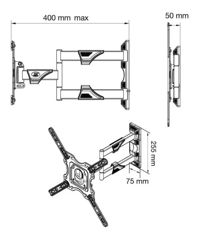 Soporte Para Tv Brazo North Bayou Nb P4 32 A 55 Original Negro