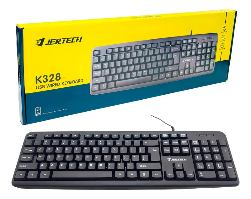 Teclado Económico Jertech K328 - Conexión Usb Color del teclado Negro Idioma Español Latinoamérica