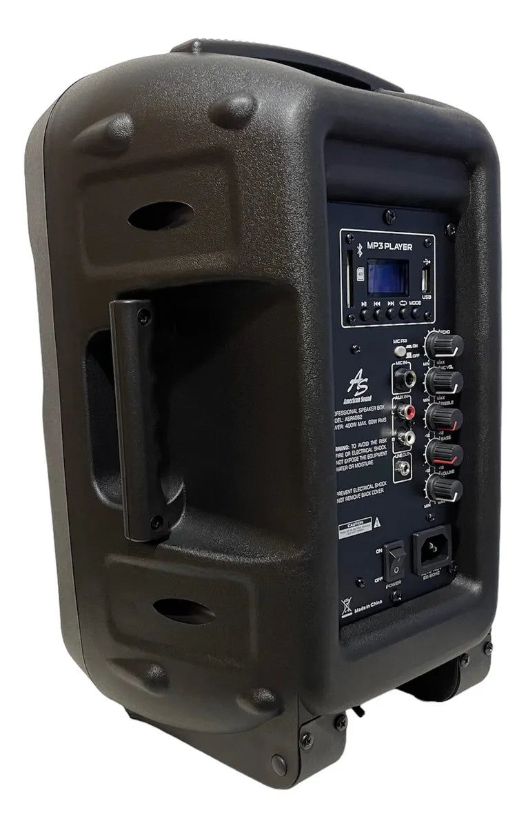 Parlante Activo Directo American Sound 8 Pul + Mic Aspa082 Negro