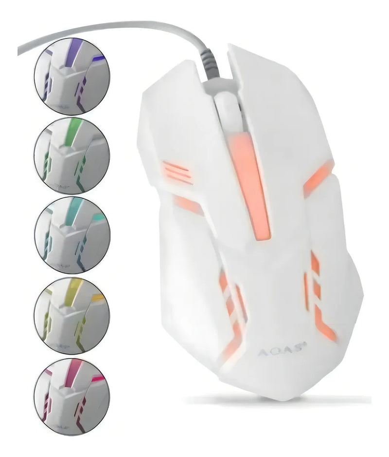 Kit de teclado y mouse gamer Aoas M-400 Portugués Brasil de color blanco