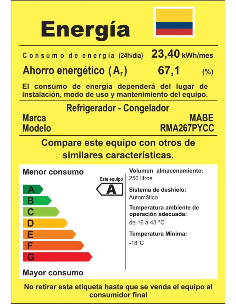 Nevera No Frost 267 Litros Brutos Mabe Rma267pycc Con Dispensador Color Negro Black Steel