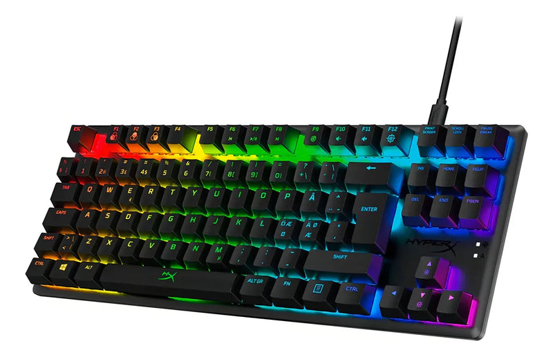 Teclado HyperX Alloy QWERTY Red- Linear inglés US color negro con luz RGB